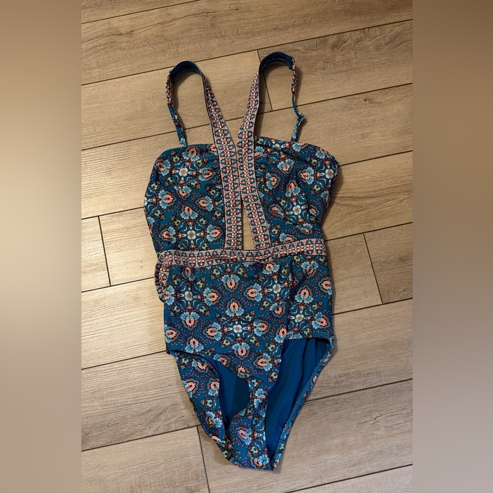 Laundry size small Floral Teal One-Piece Swimsuit